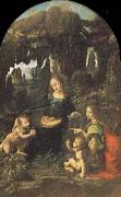 Leonardo  Da Vinci Madonna of the Rocks painting